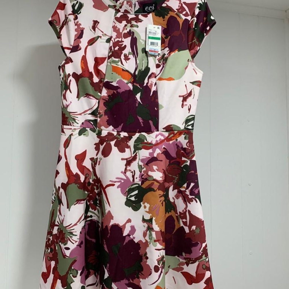 ECI Women's Mini Dress - Pink and Green Floral
